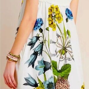 MAEVE Anthropologie botanical Maxi Dress with Blue and Yellow Floral, size small